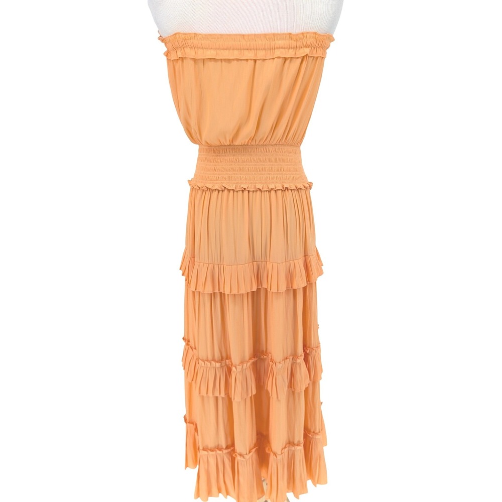 Ramy Brook Natalie Strapless Maxi Dress S Bellini Smocked Tiered Ruffle‎ Boho - Picture 5 of 15